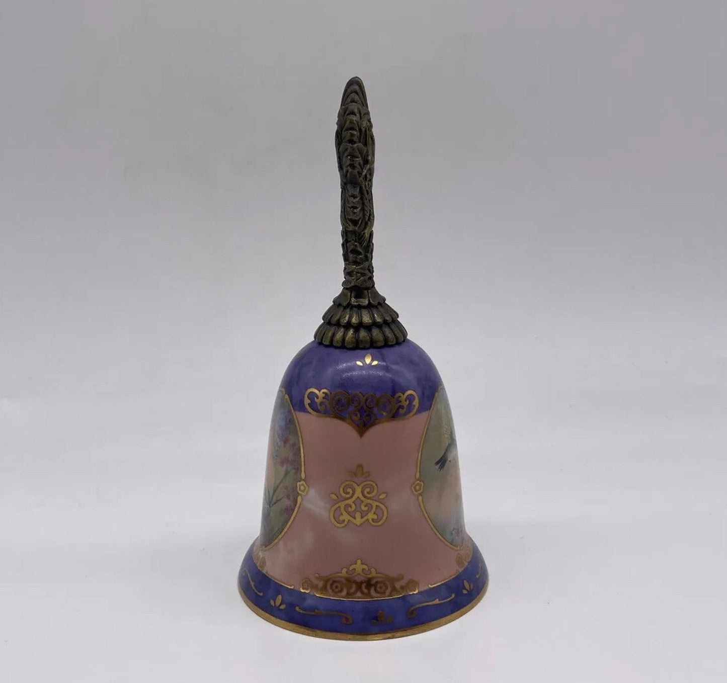 Bradford Exchange Garden Whispers Hummingbird Porcelain Bell Brass Handle