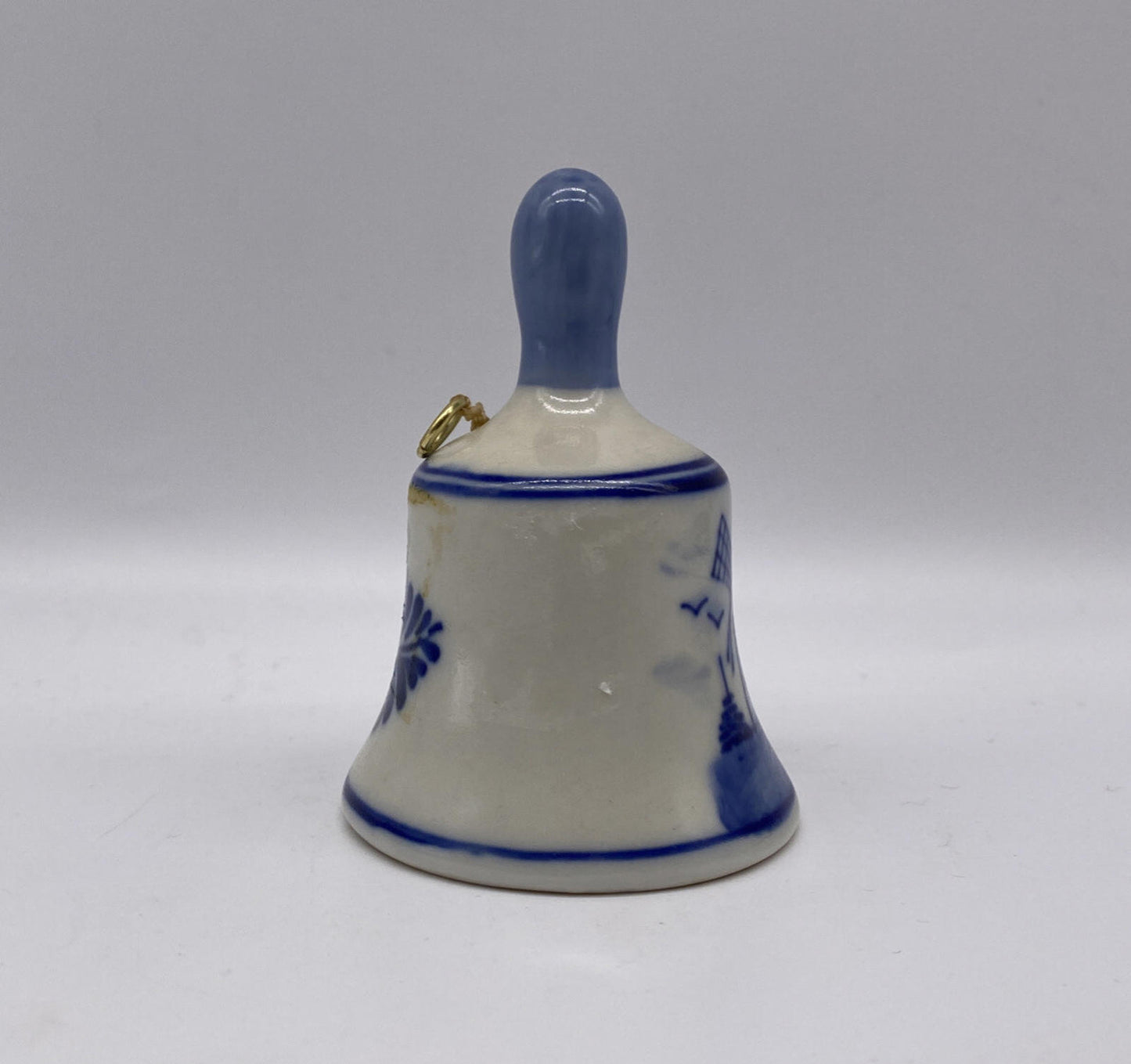 Vintage Hand Painted Porcelain Bell Delfts Blauw Blue Windmill Holland