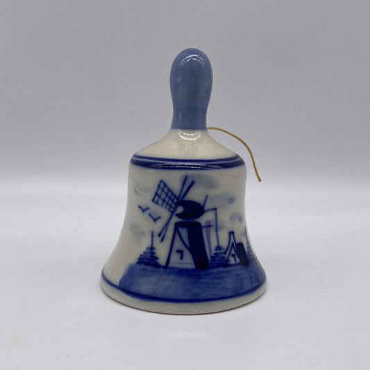 Vintage Hand Painted Porcelain Bell Delfts Blauw Blue Windmill Holland