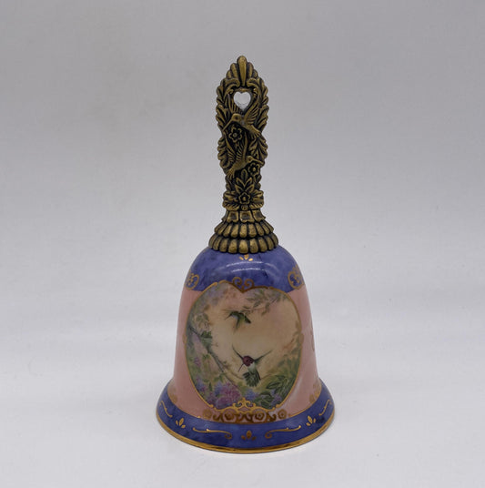 Bradford Exchange Wings Of Grace Hummingbird Porcelain Bell Brass Handle